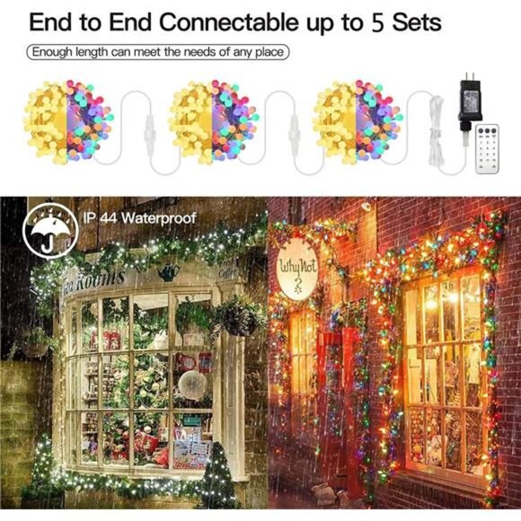 Globe String Lights,Multicolor 65.6 Feet 150 led 11 Lighting Modes Fairy String - Picture 5 of 8